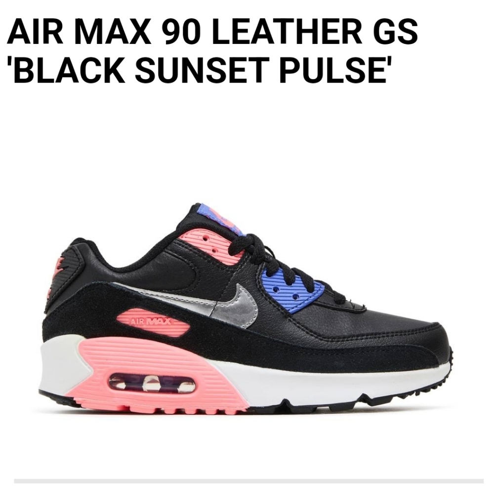 Black and Pink Air Max 90 Leather GS